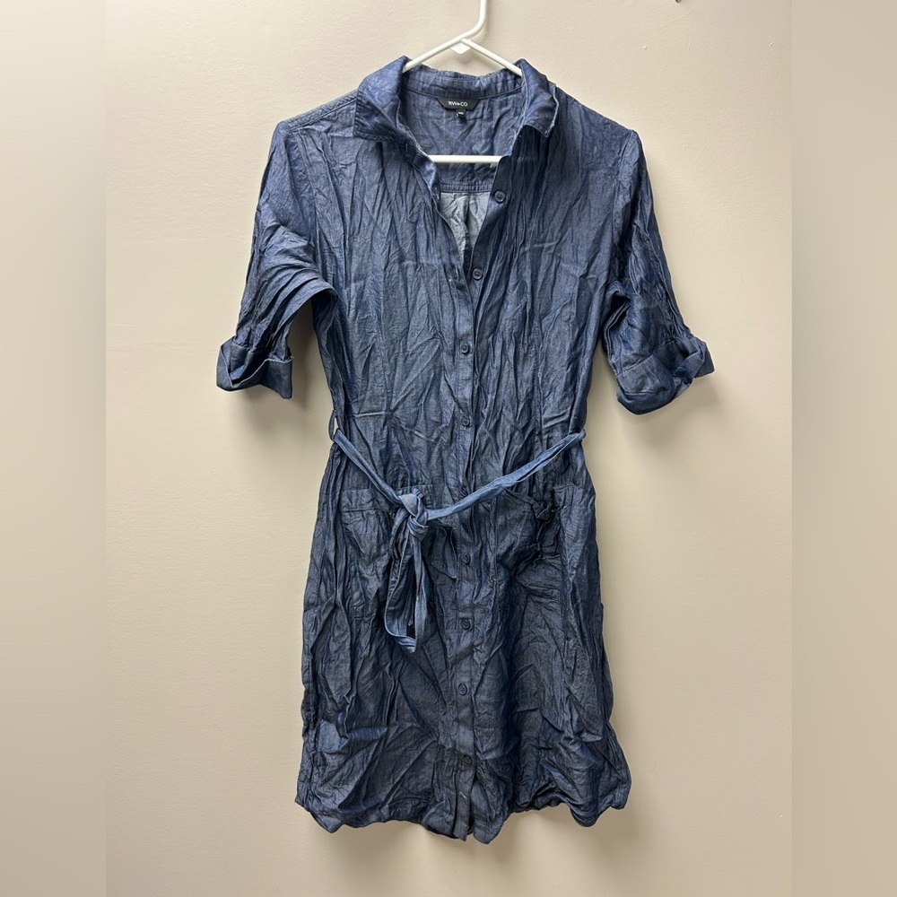 RW &‎ Co. Women’s Blue Denim Button Down Shirt Dress with Belt